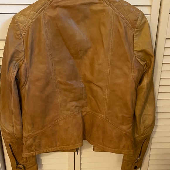 Tan Leather Biker Jacket - Picture 4 of 6